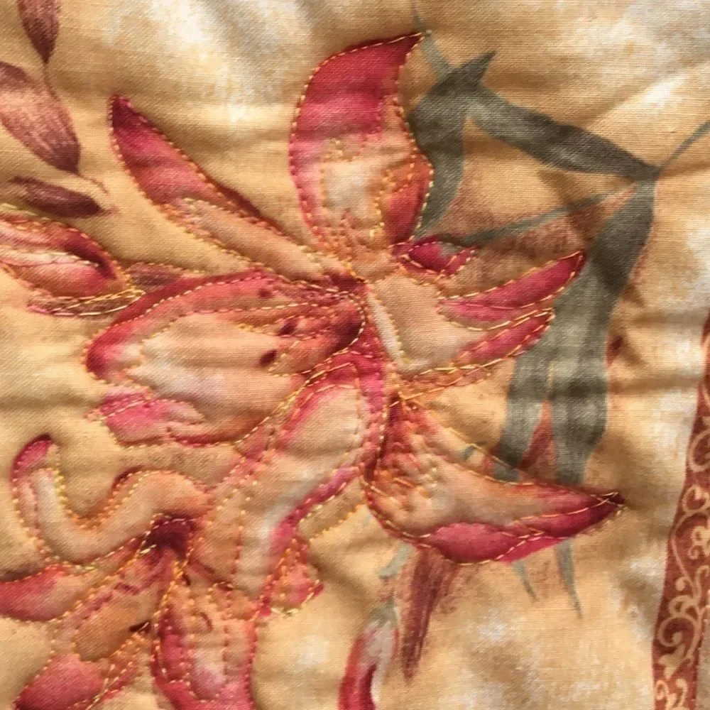 NWT. Hand Crafted Yellow Flower Quilt